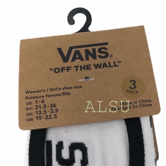 VANS No Show Socks 3 PACK Black White Unisex - Picture 3 of 4